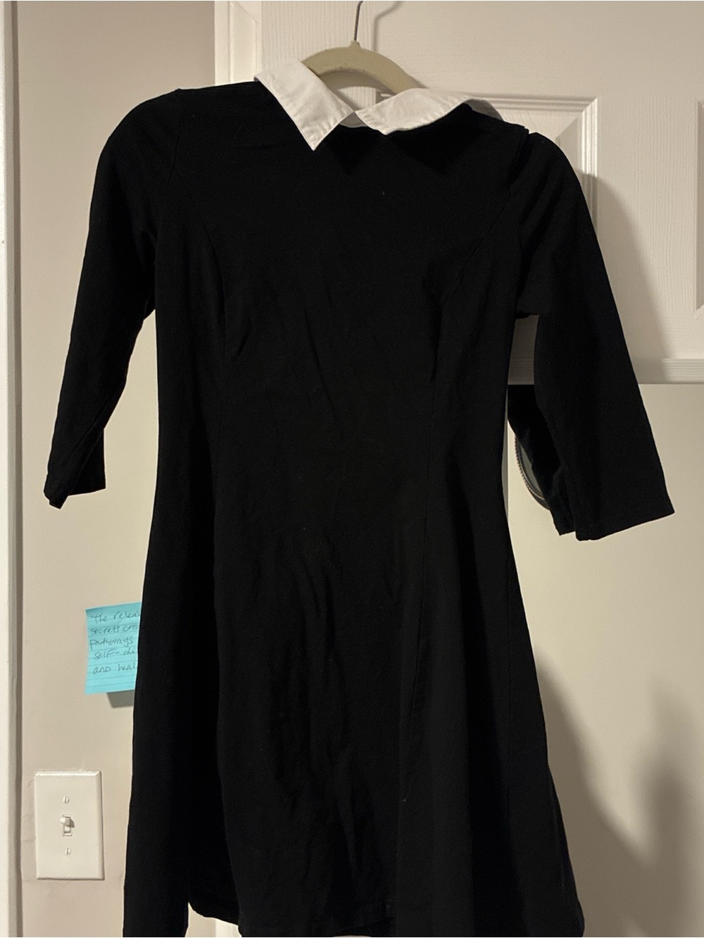 Black Dress with White Collar - Classic A-Line Women’s Dress
